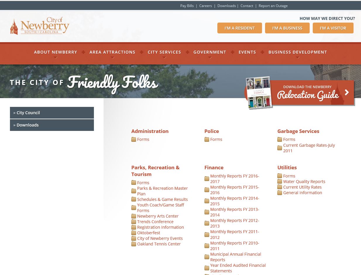 Screenshot of Newberry website