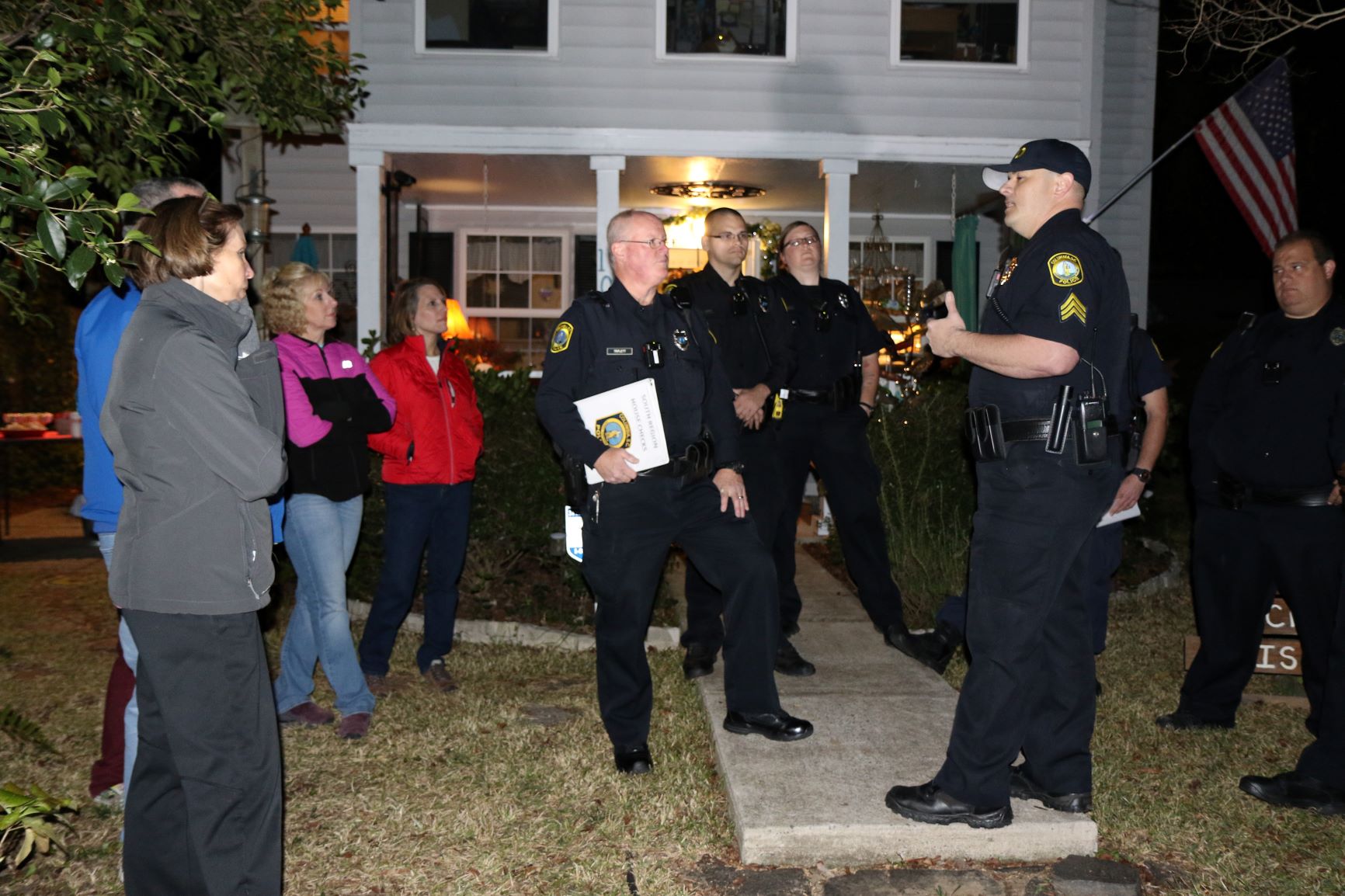 Columbia Police Department conducting Front Porch Roll Calls
