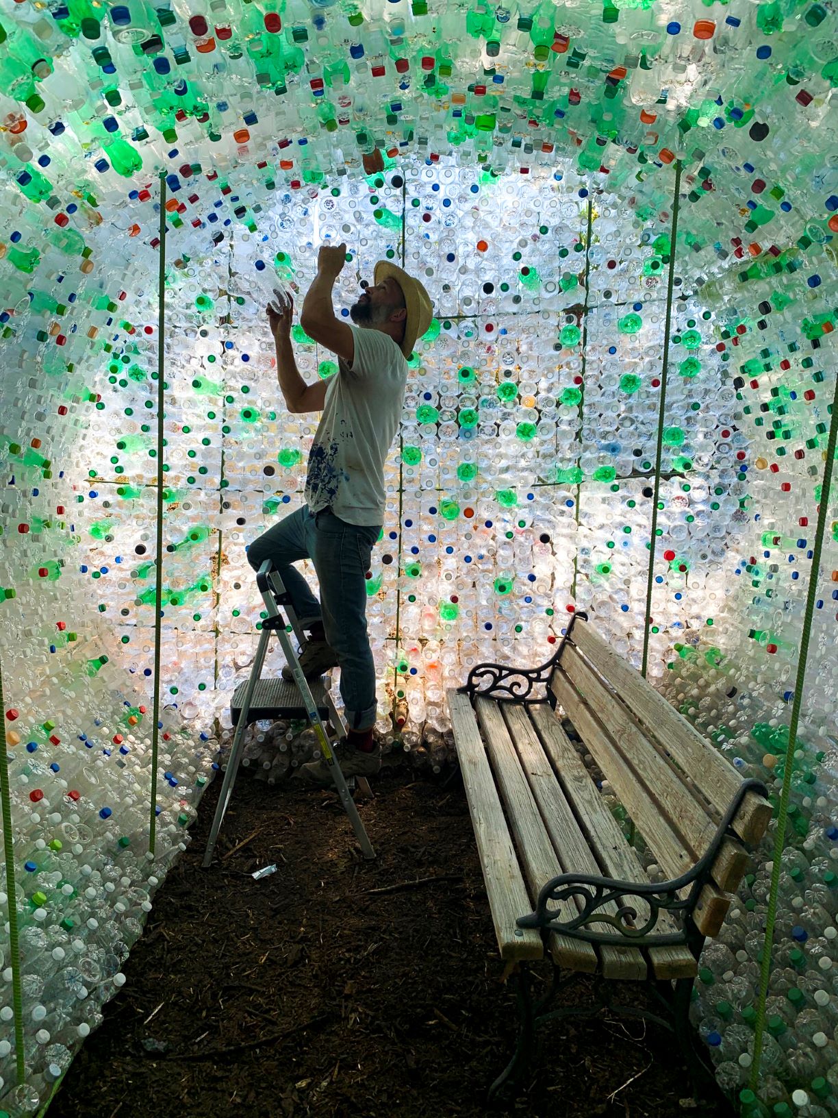 The City of West Columbia worked with artist Karl Larsen to create an installation illustrating the magnitude of plastic waste