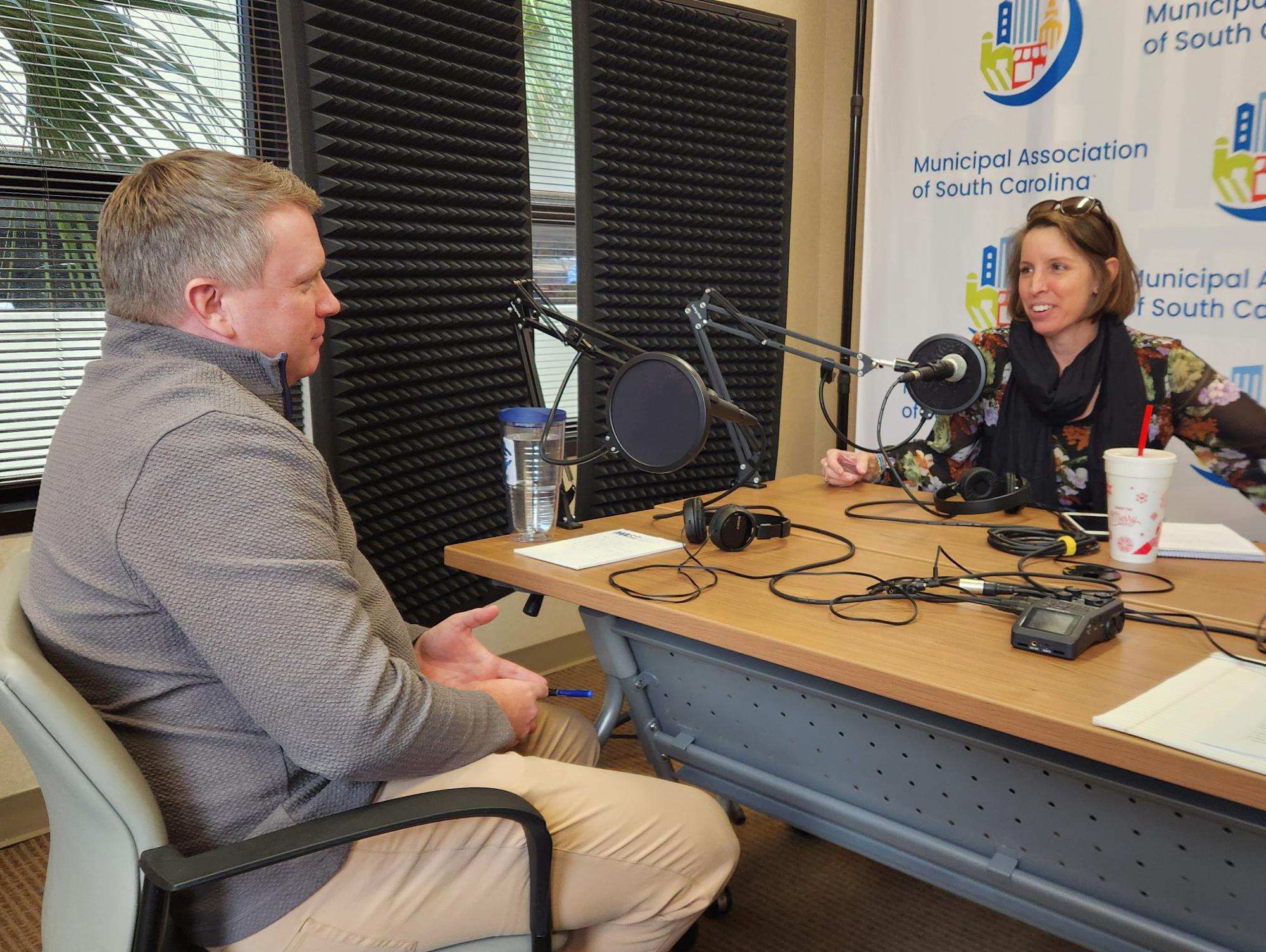 Jake Broom and Casey Fields recording podcast