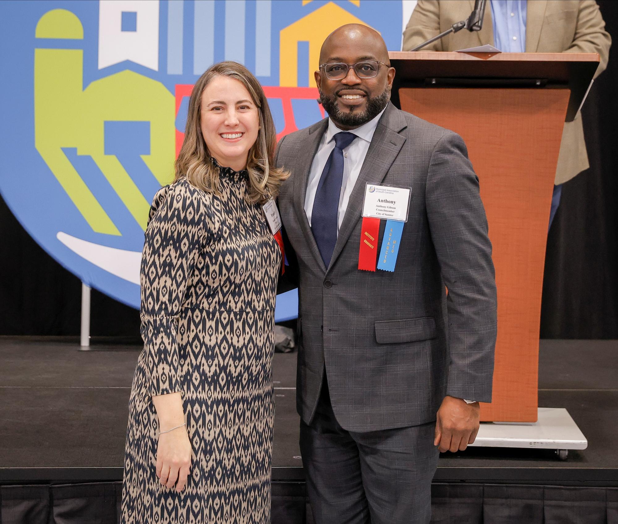 Councilmember Anthony Gibson and Mayor Brandy Amidon, Municipal Association President.