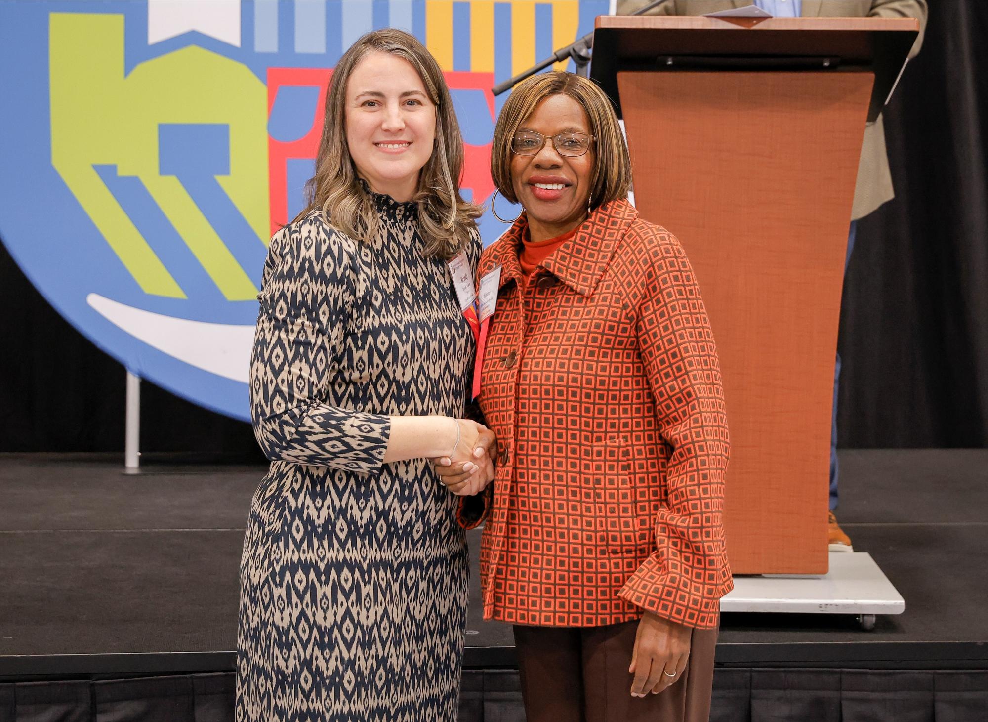 Councilmember Elvira Johnson-Holley and Mayor Brandy Amidon, Municipal Association President.