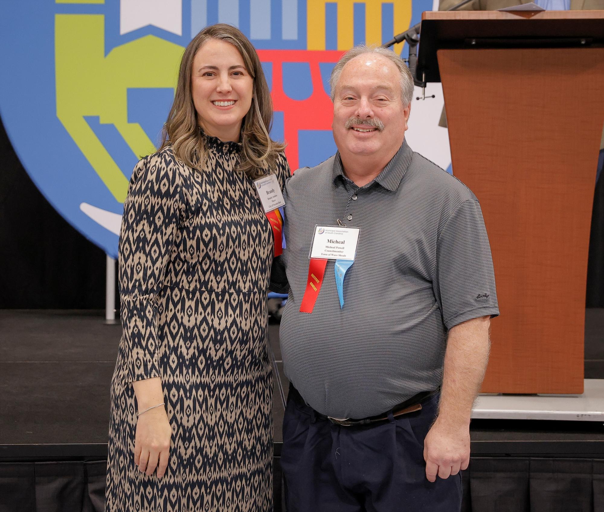 Councilmember Michael Powell and Mayor Brandy Amidon, Municipal Association President.