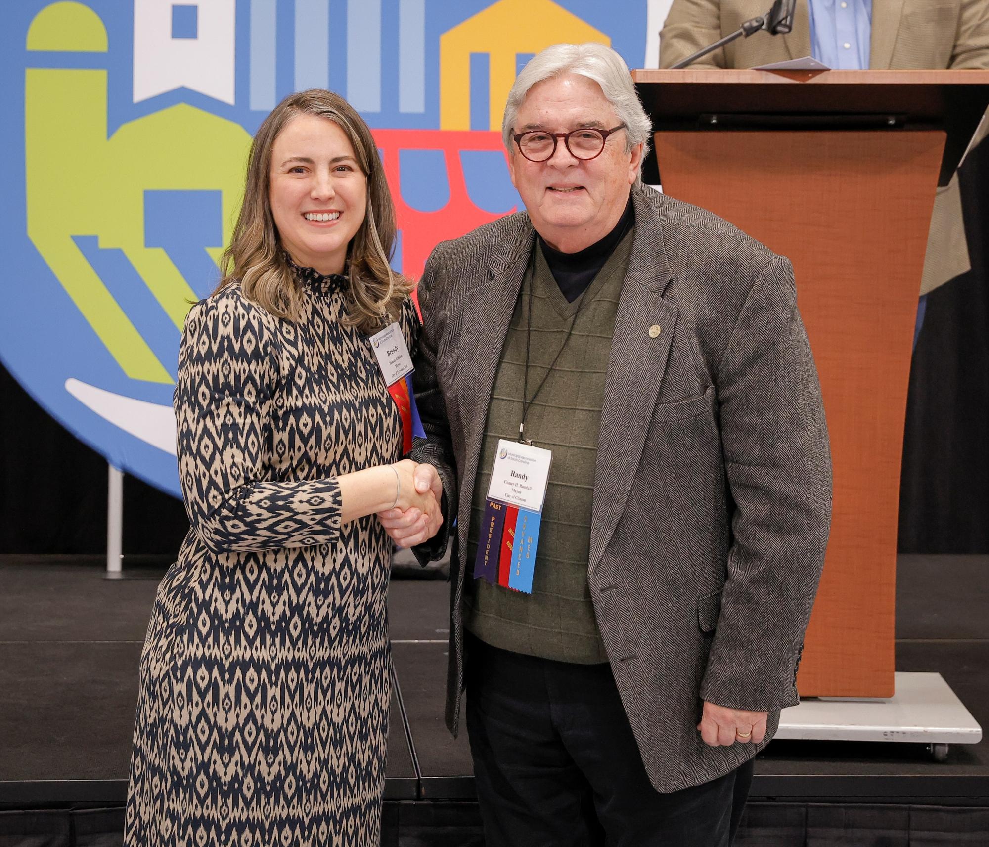 Mayor Comer H. Randall and Mayor Brandy Amidon, Municipal Association President.