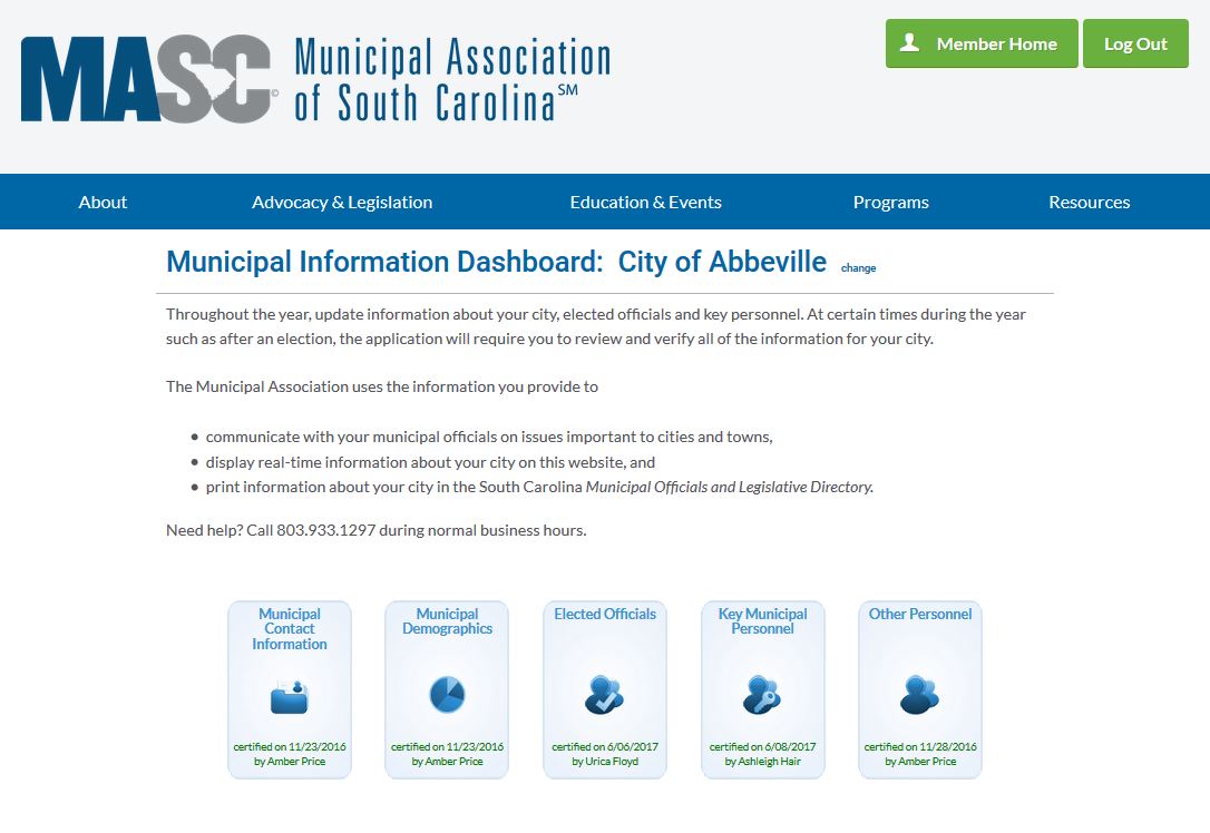 Example of Municipal Information Dashboard