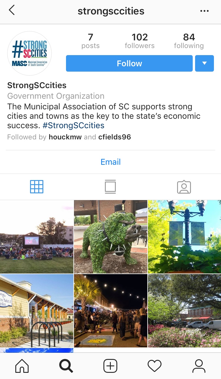 The Municipal Association of SC Instagram page