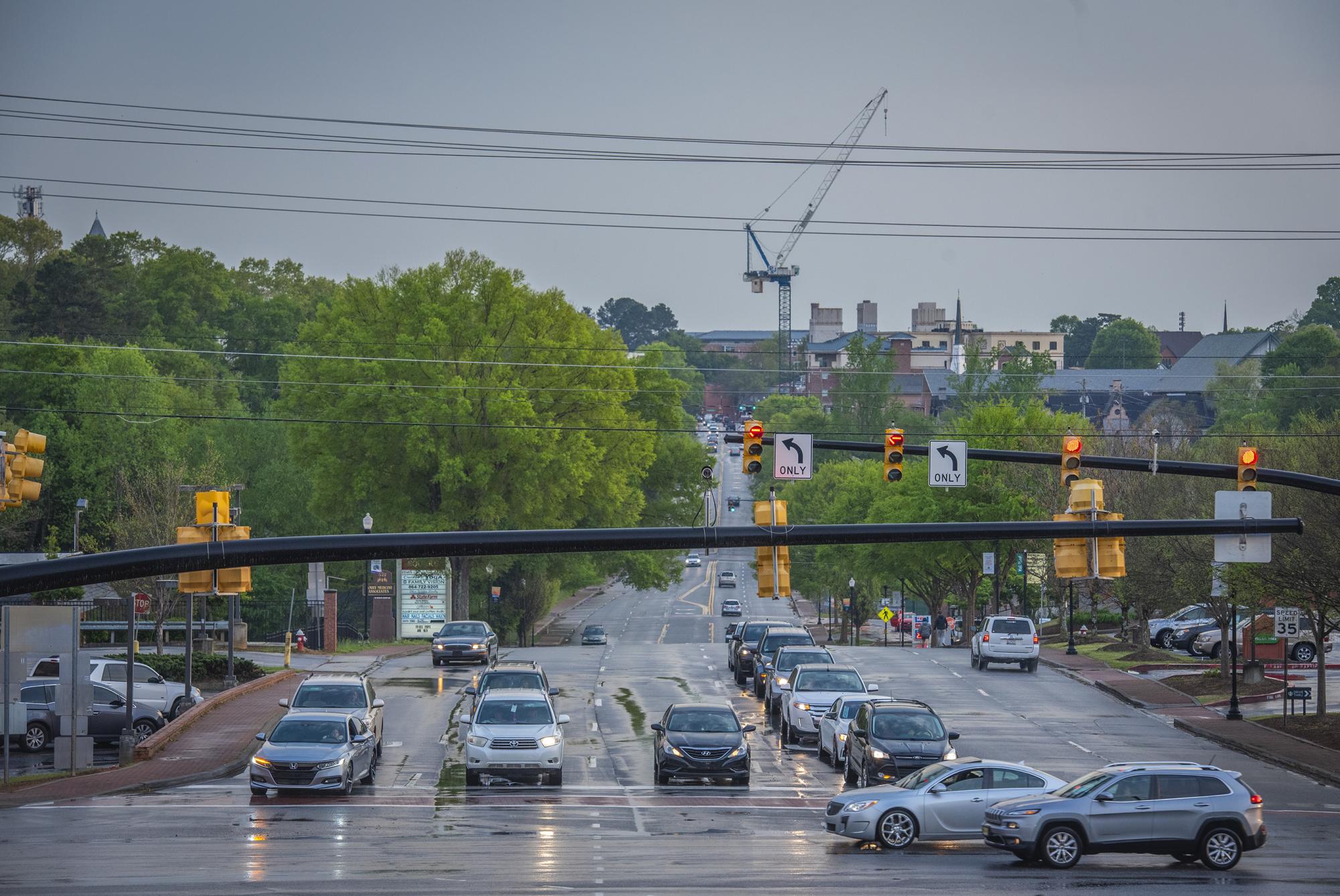 Clemson's work to maintain its tree coverage  has happened at the same time that new  development has come to the city.  Photo: Ken Scar. 