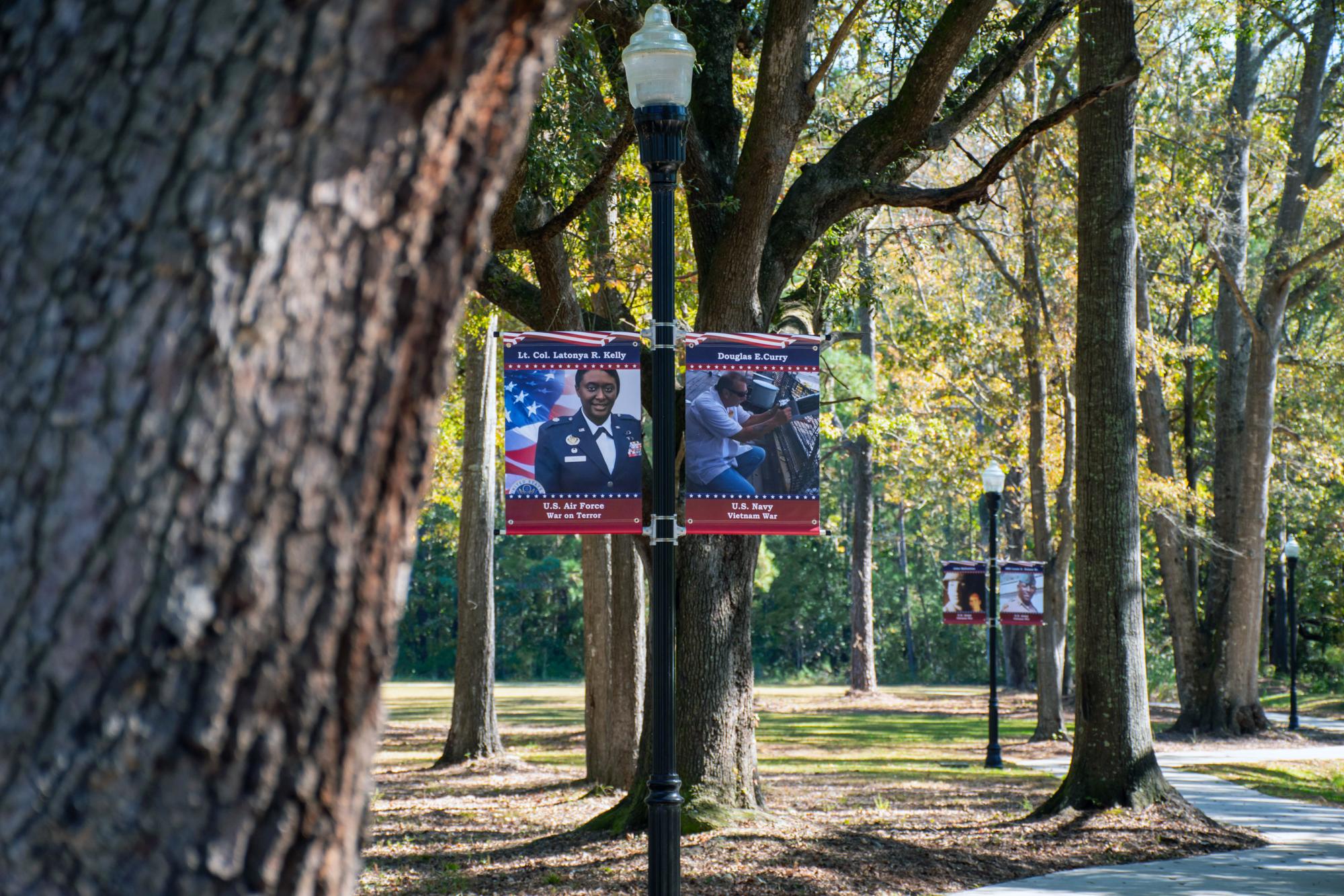 The City of Goose Creek offers residents the opportunity to purchase banners highlighting veterans for public display, as well as personalized bricks for installation at McCants Veterans Park. Photo: City of Goose Creek.