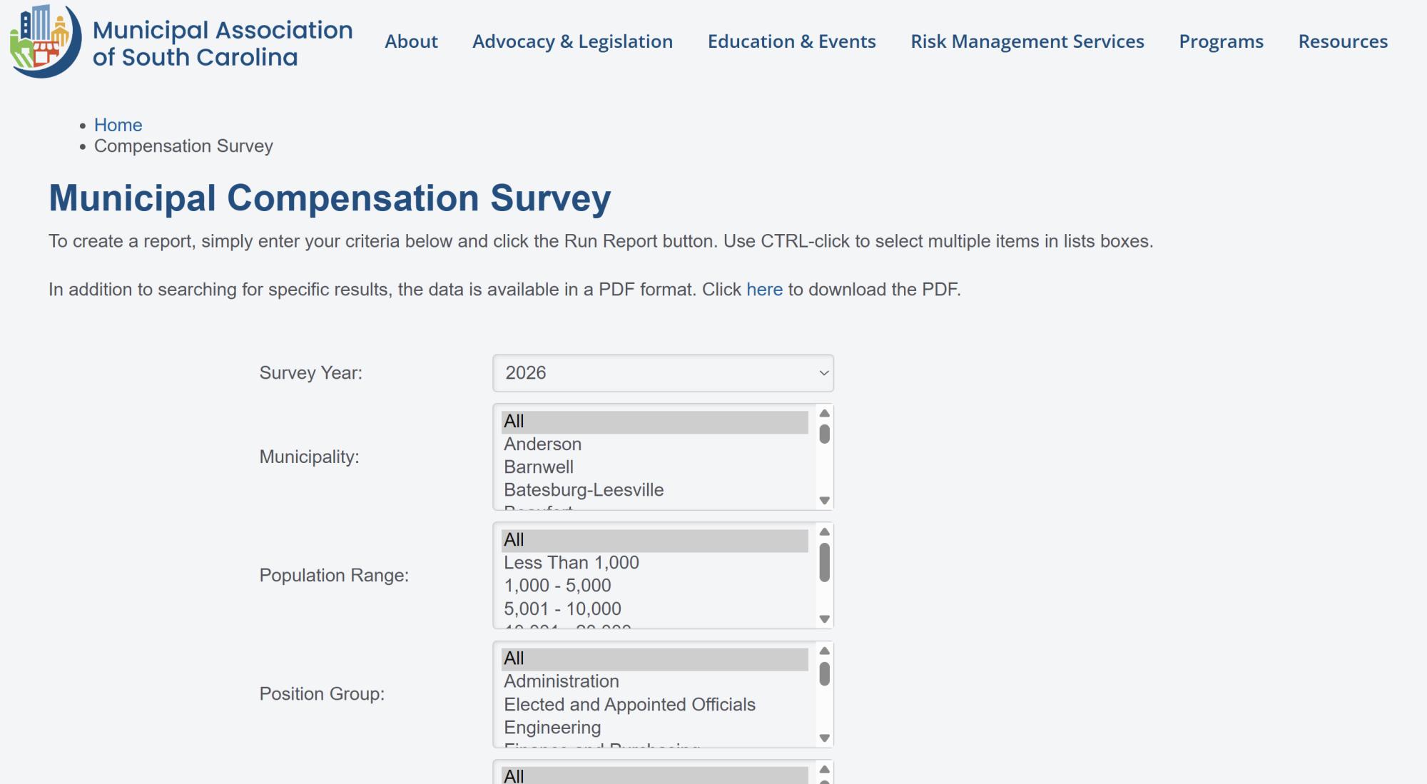 Municipal Compensation Survey