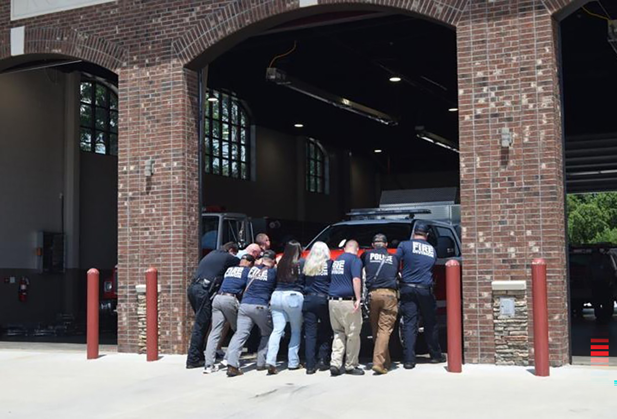 Push-in ceremonies, widely used to celebrate new fire apparatus, are a callback to the days of horse-drawn fire engines, which had to be pushed into their bays. Photo: City of North Augusta.