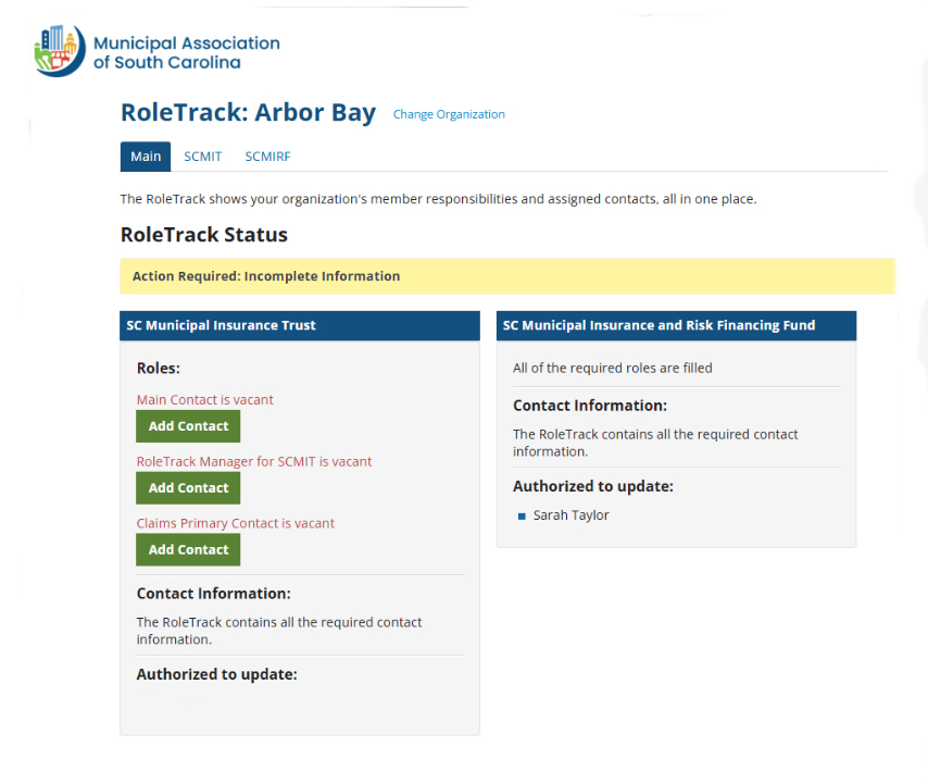 RoleTrack member page.